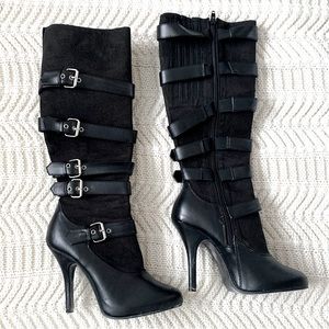Funtasma Costume Boots Black Heels Buckle Straps